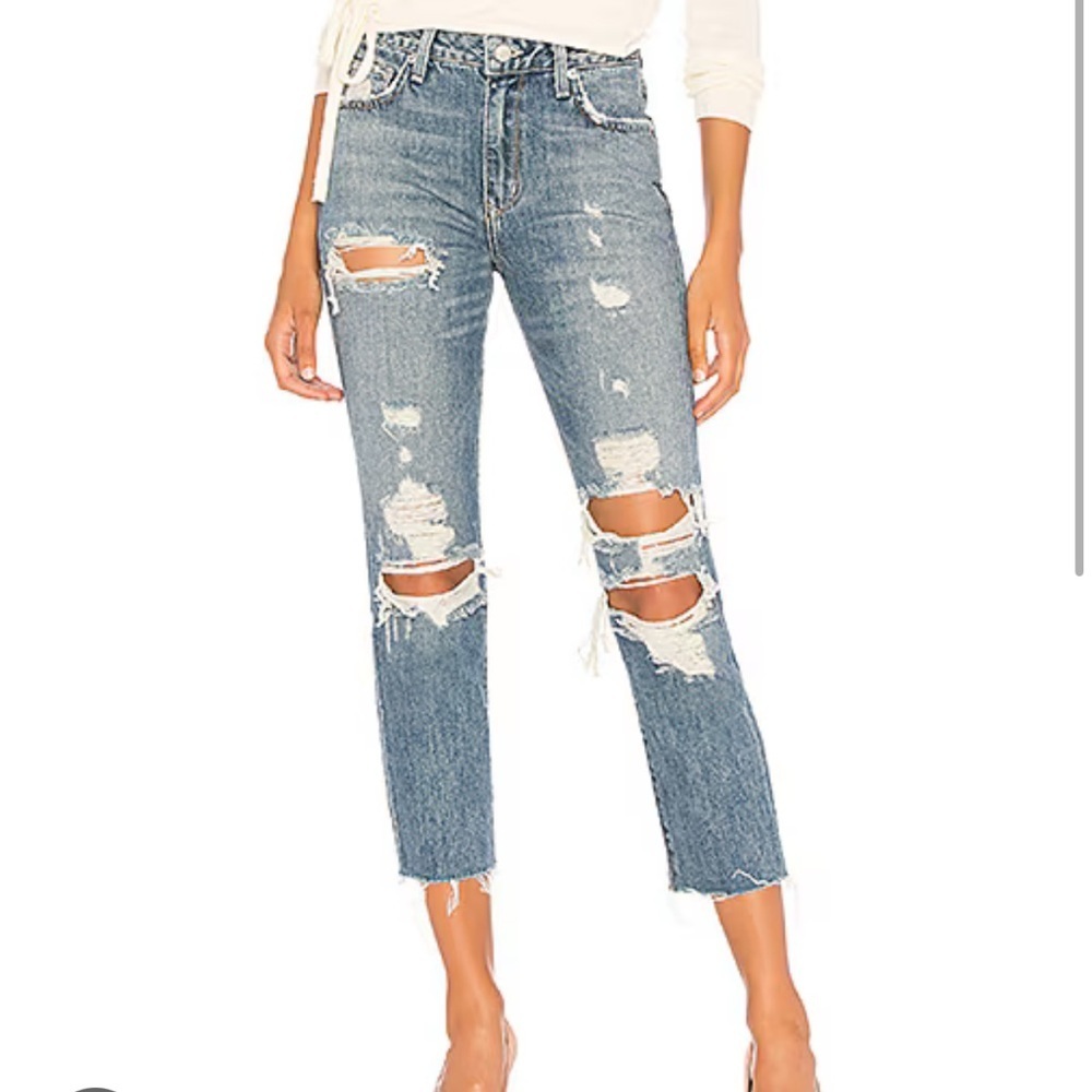 New Lovers + Friends Logan Ainsley denim jeans high rise tapered leg size 24